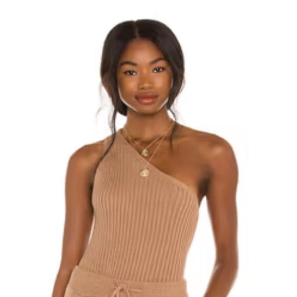 One Grey Day Revolve Nolan Ribbed Knit One Shoulder Tank, Size Medium (v) - Picture 1 of 9